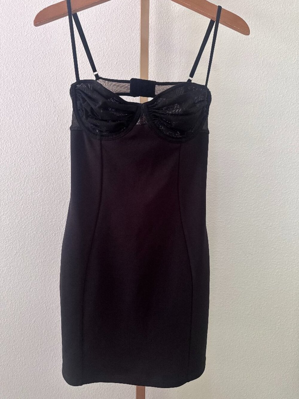 White Fox Black Mesh Corset Bodycon Mini Dress Date Night Clubwear Size S